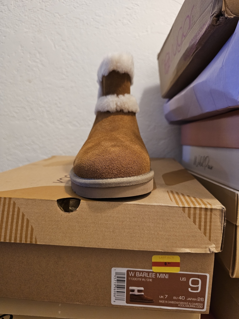 Koolaburra Brown Suede Shearling-Trim Slip-On Boot
